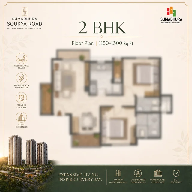Sumadhura Soukya Road 2 BHK floor plan layout Sumadhura Soukya Road 2 BHK floor plan layout